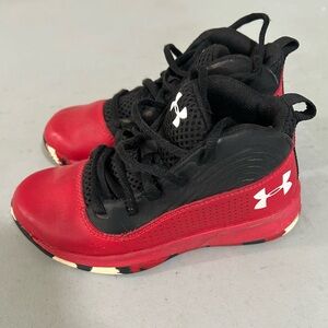 Under Armour Kids Red and Black Athletic Sneakers